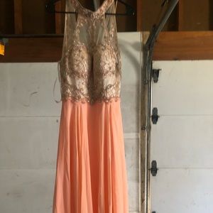 Long coral special occasion dress
